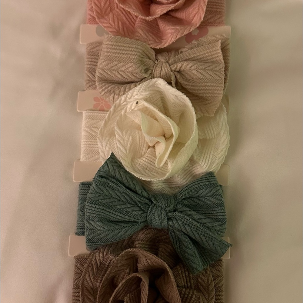 Kids Bow Headband Set - Pink, Cream, Green, Brown